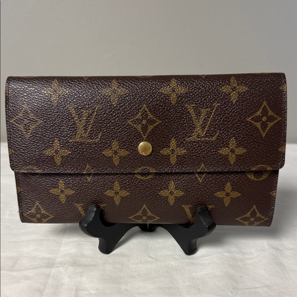 Louis Vuitton Monogram Sarah Wallet Long Flap Brown Fl1002